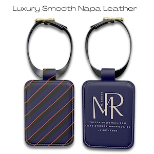 Gepersonaliseerde lederen bagagelabel monogram reislabel voor tas kofferlabel Zakelijke reiscadeauset voor mannen Reisaccessoire professioneel