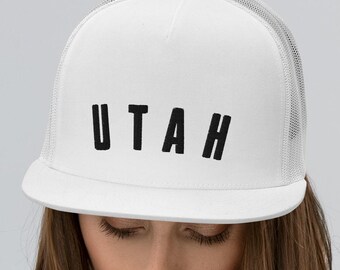 Utah hat state text UT cap meshback truckercap cooling style for sun protection embroidered snapback American