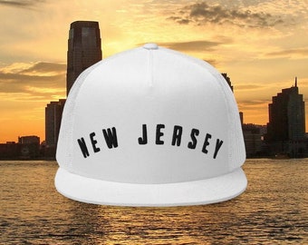 New Jersey hat mesh back NJ state cap flatbill trucker style sun protection cooling style