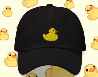 Gorro de pato de goma, bonito gorro bordado con monograma de patito amarillo, accesorio informal unisex