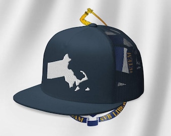 Massachusetts hat state monogram MA cap meshback truckercap cooling style sun protection embroidered