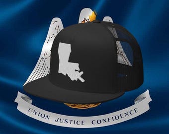 Louisiana hat state text LA cap meshback truckercap cooling style sun protection embroidered