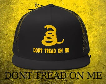 Dont tread on me hat Gadsden snapback embroidered snake patriotic trucker cap style lid American gift national present