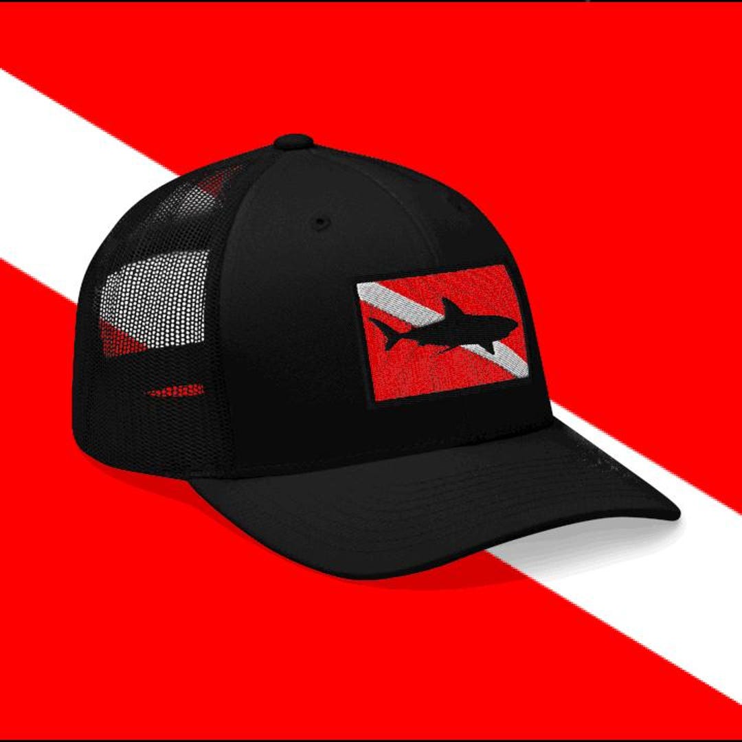 Diver Down Flag Hat Scuba Diving Snap Back Embroidered Trucker Cap for ...