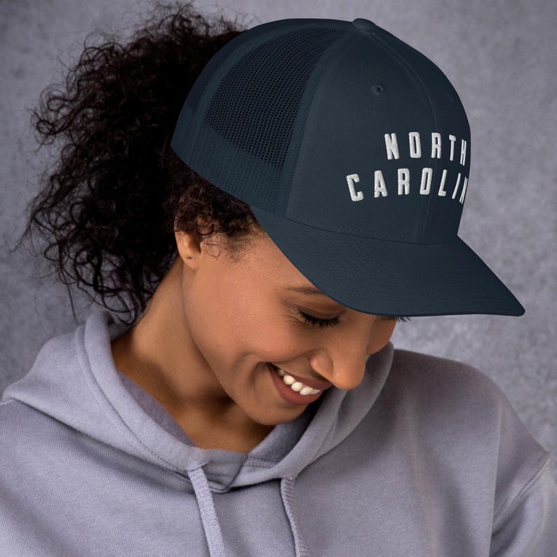 North carolina hat mesh back NC state cap flatbill trucker style sun protection cooling style