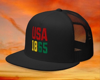 USA Juneteenth Hut 1865 bestickte schwarze Geschichtsmütze afroamerikanische Emanzipation Snapback