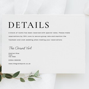 DIY Hochzeit Hotelunterkunft Kartenvorlage, Benutzerdefinierte Hochzeitsunterkunft Kartendesign, Hotel Aufenthalt Informationen, Detailkarte