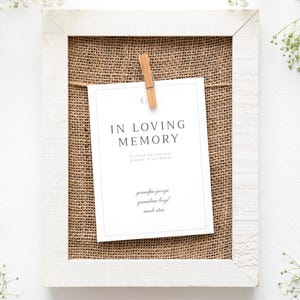 Modèle DIY In Loving Memory, conception de carte commémorative personnalisable, conception de carte commémorative DIY