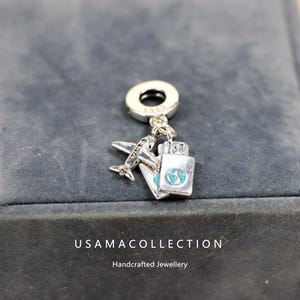 S925 Silver Necklace Pendant Accessory, Airplane Luggage Travel Pandora Style