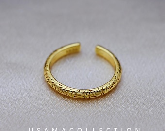 Ring i 925 sterlingsilver, enkel ring med arabeskmönster, stapelbar ring i Pandora-stil