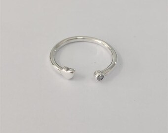 Anillo Pandora de corazón abierto pulido, plata de ley 925, talla 54, anillo apilable - regalo perfecto
