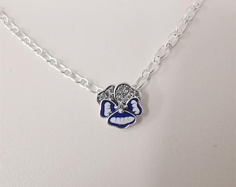 Nuevo collar con colgante de flor de pensamiento azul Pandora 925