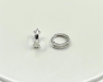 S925 Sterling Silver Plain Hoop Earrings, Vintage Ear Studs for Women Pandora Style