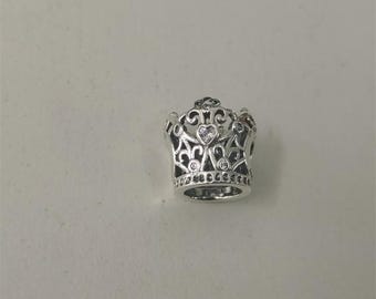 Pandora, plata de ley 925, dije de corona de princesa para pulsera, nuevo.