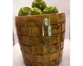 Vintage 1960s Doranne of California Basket of Apples Cookie Jar