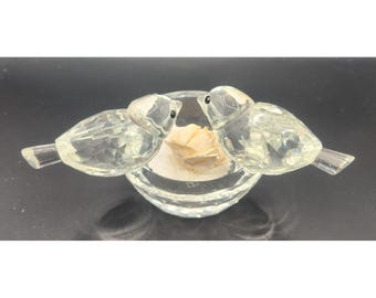 Baccarat France Crystal LOVE BIRDS Doves Figurine Clear 2.5”H X4