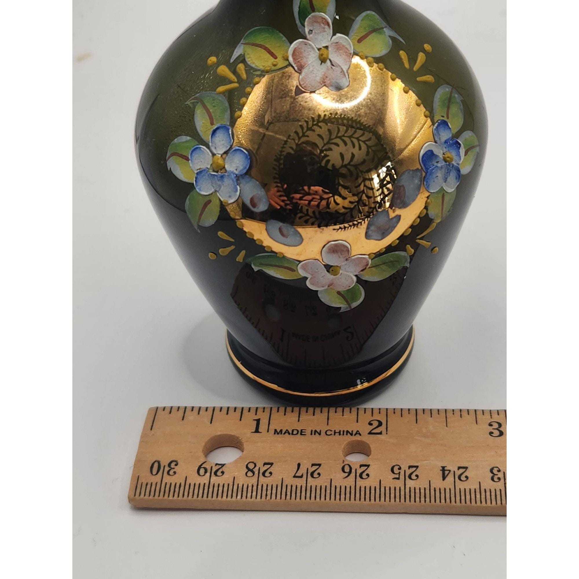緑色のガラスの花瓶、花飾り付き 8インチ Nasco - Etsy 日本