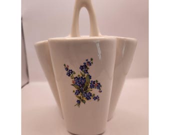 White Floral Multicolor 4-Compartment Ceramic Utensil Holder Vase