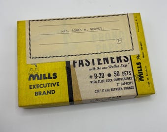 Vintage Mills Executive Brand Fasteners Box (Empty)