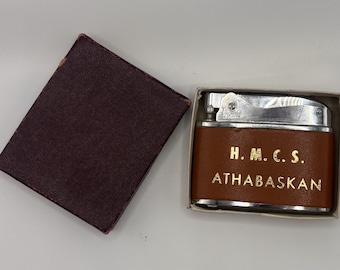 Vintage HMCS Athabaskan Penguin Lighter with Original Box | Royal Canadian Navy Memorabilia | Made in Japan Petrol Lighter | c. 1955-1962