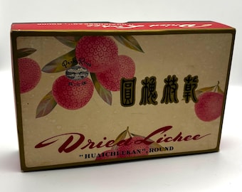 Vintage torkad litchilåda kinesisk exportförpackning skjutdörrs lock förvaringsdekoration