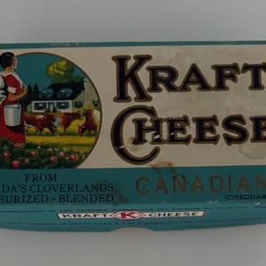 Caja de queso Kraft vintage de los años 50: objeto coleccionable publicitario de productos lácteos canadienses