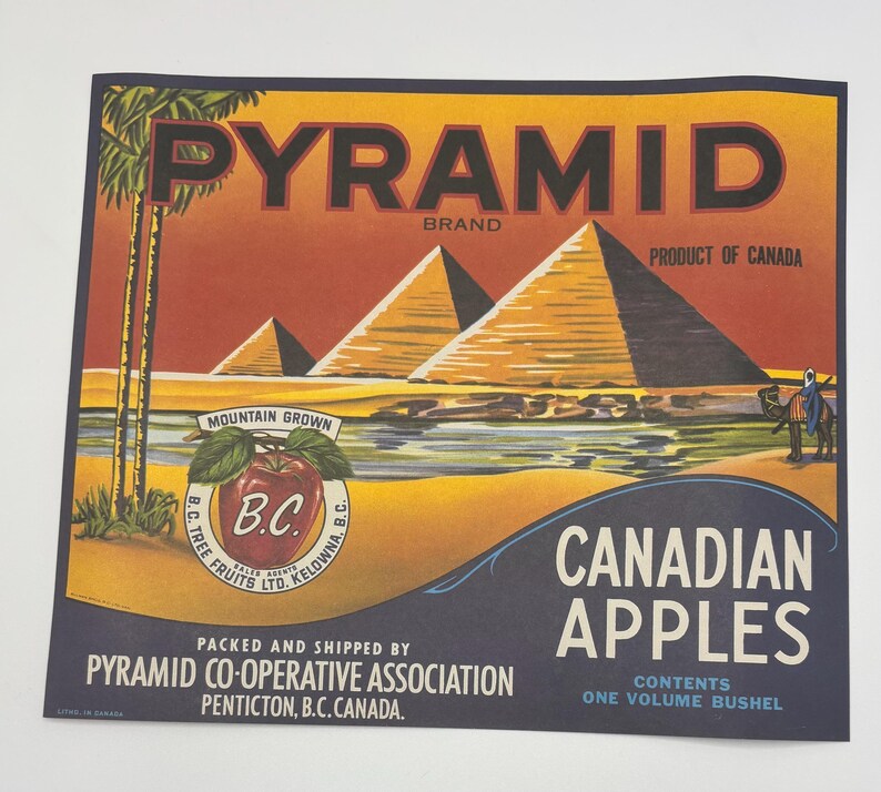 Vintage “pyramid” Apple Crate Label – Penticton B.C. – Canadian Orchard ...