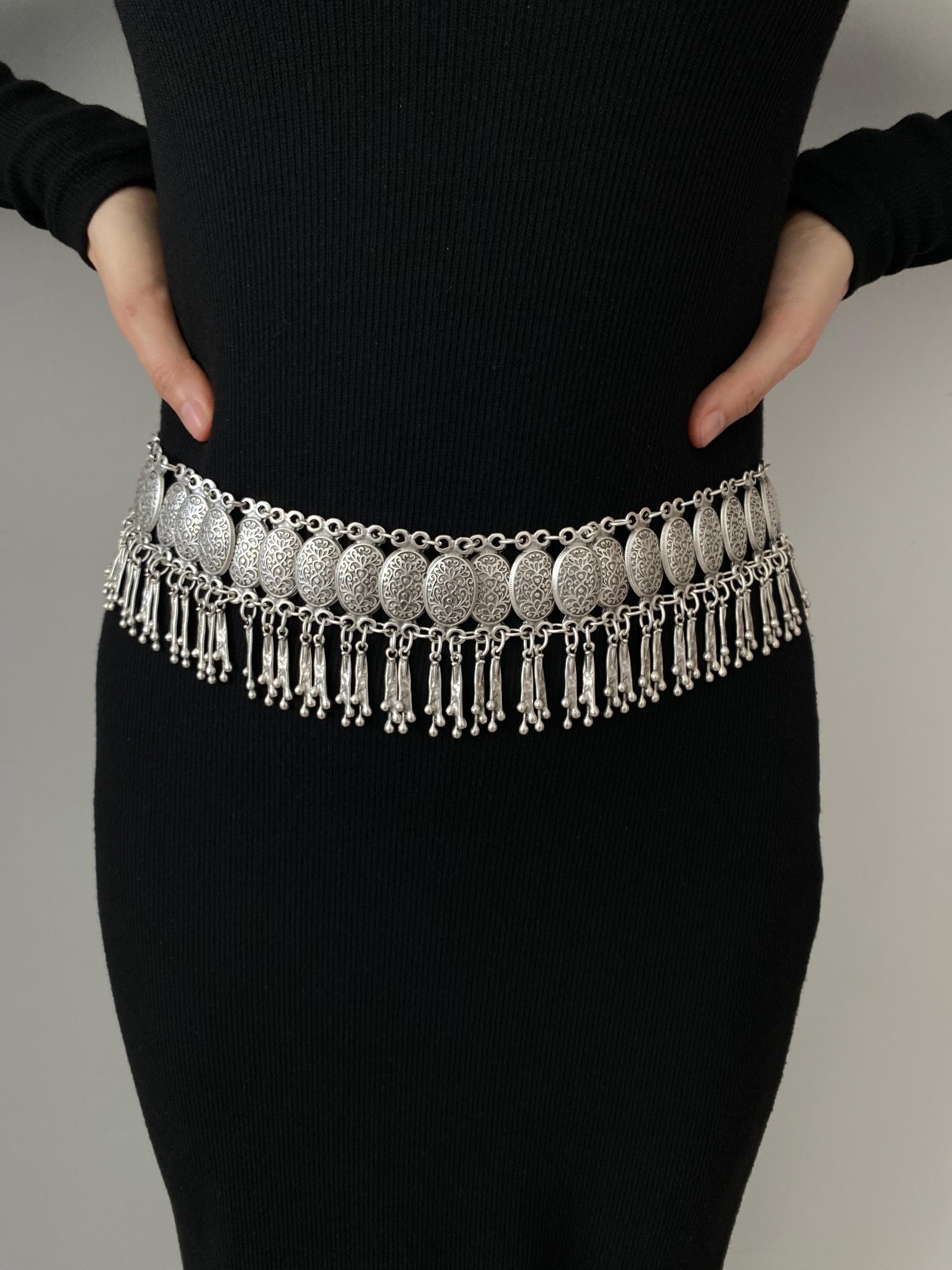 Boho Silver Chain Belt: Handmade Ethnic Waist Accessory 
