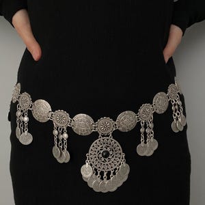Silver Adjustable Belt, Metal Dangling Party Belt, Boho statement Belt, Festival Belt, Boho Hippie  Style Belt for Woman
