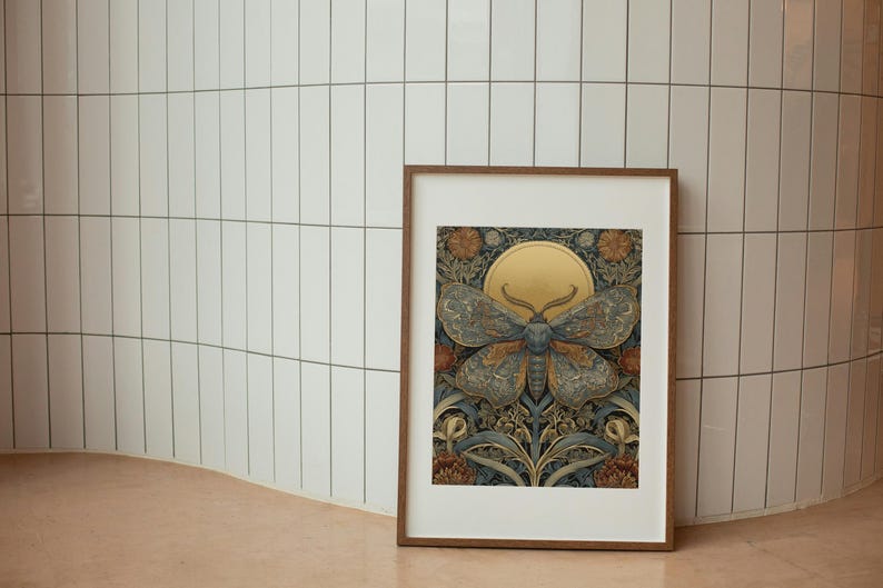 William Morris Inspired Butterfly Print: Art Nouveau Textile Art - Etsy