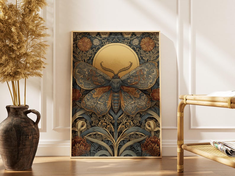 William Morris Inspired Butterfly Print: Art Nouveau Textile Art - Etsy