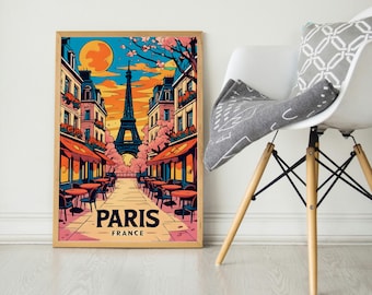 Eiffel Tower Sunset Print: Romantic Paris Wall Art