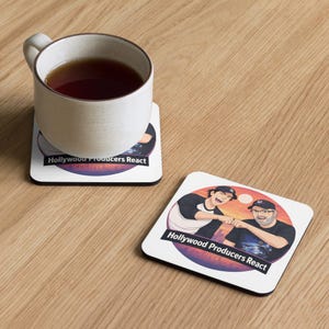 Porta-copos oficial HOLLYWOOD PRODUCERS REACT com base de cortiça
