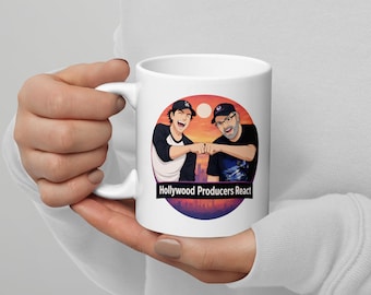 Official HOLLYWOOD PRODUCERS REACT Logo White Glossy Coffee Mug