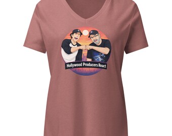Women’s Relaxed V-neck T-shirt with Official HOLLYWOOD PRODUCERS REACT Logo