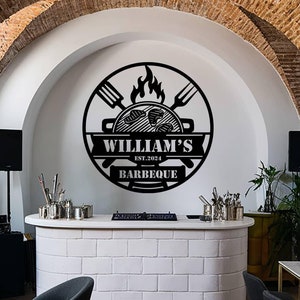 Personalized BBQ Grill Sign: Custom Metal Barbecue Decor with EST Year