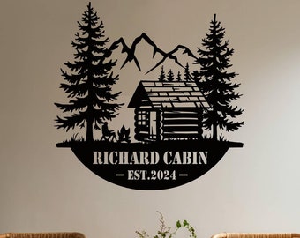 Personalized Metal Cabin Sign: Rustic Mountain Home Decor