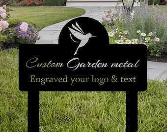 Placa de metal personalizada para jardim – Logotipo personalizado, nome da casa, decoração de quintal