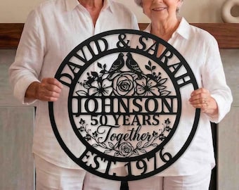 Personalized Anniversary Metal Sign, 6th 50th 60th Anniversary Gift, Wedding Year Decor