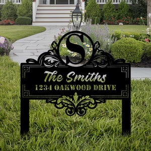 Custom Metal Family Name Sign – Personalized Yard Address Plaque for Lawn & Garden Decor – Outdoor Stake Sign Gift