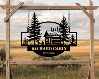 Custom Cabin Metal Sign: Personalized Lake House Decor