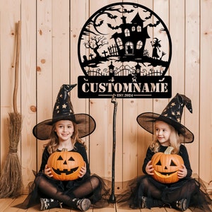 Aangepast metalen bord Halloween: decor spookhuis, spookachtige muurkunst