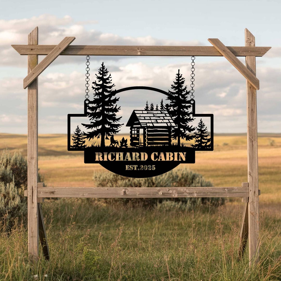 Custom Cabin Metal Sign: Personalized Lake House Decor - Etsy