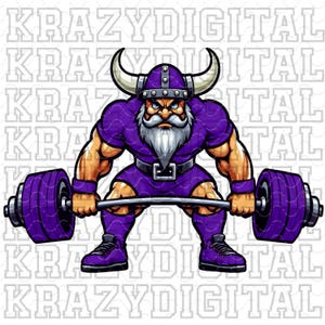 Viking Powerlifting PNG, Purple School Mascot, Weight Lifting Mascot Spirit, Viking Boy Sports Mascot, Purple Sports Theme, Gym Bro