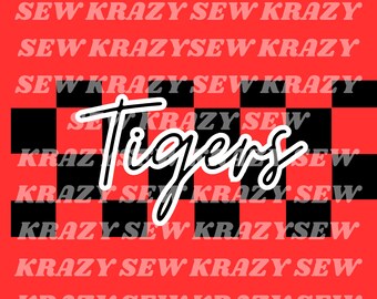 Tigers Checkered PNG, Tigers Retro School Mascot, Tigers Groovy Mascot Digital File