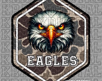 Fierce Eagles Camo PNG, Eagles Mascot Digital Design, Strong Spirit Shirt Art, Field Day Shirts Design, Simple Pocket Logos, Wild Animal