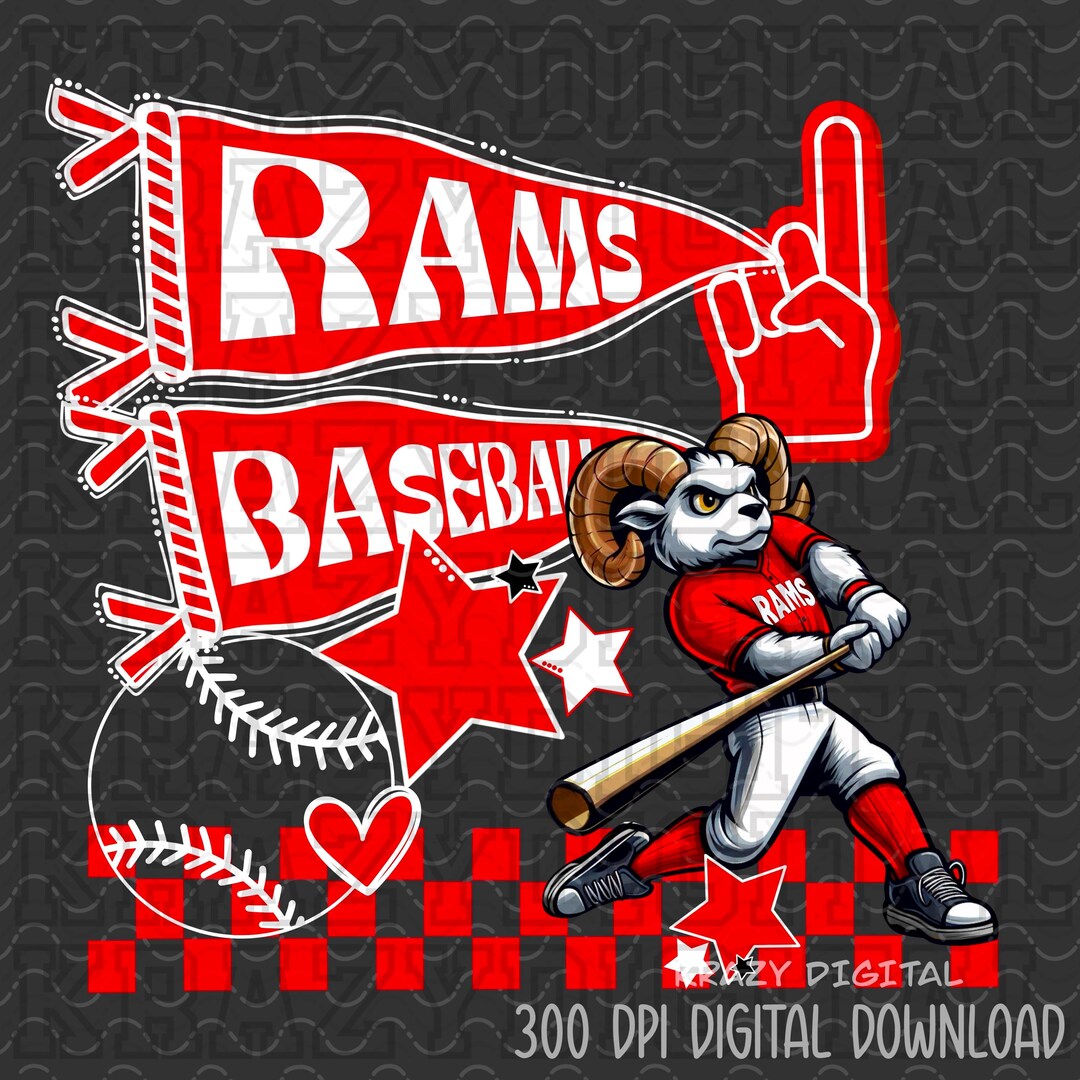 Rams Red Baseball Pennant Flag Mascot PNG, Rams Boy Mascot Design, Rams ...