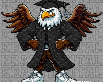 Black Eagle Mascot Graduation PNG, Eagle Mascot Graduation Digital Design, Kindergarten Graduation Senior PNG, Black Kinder Eagle Art