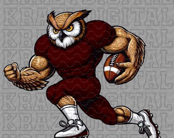 Owl Football Mascot PNG, Maroon Owl Boy Spirit Digital, Family Spirit Design, Owl Mom Shirt Digital, Little Bro Spirit File, Playoff Shirt