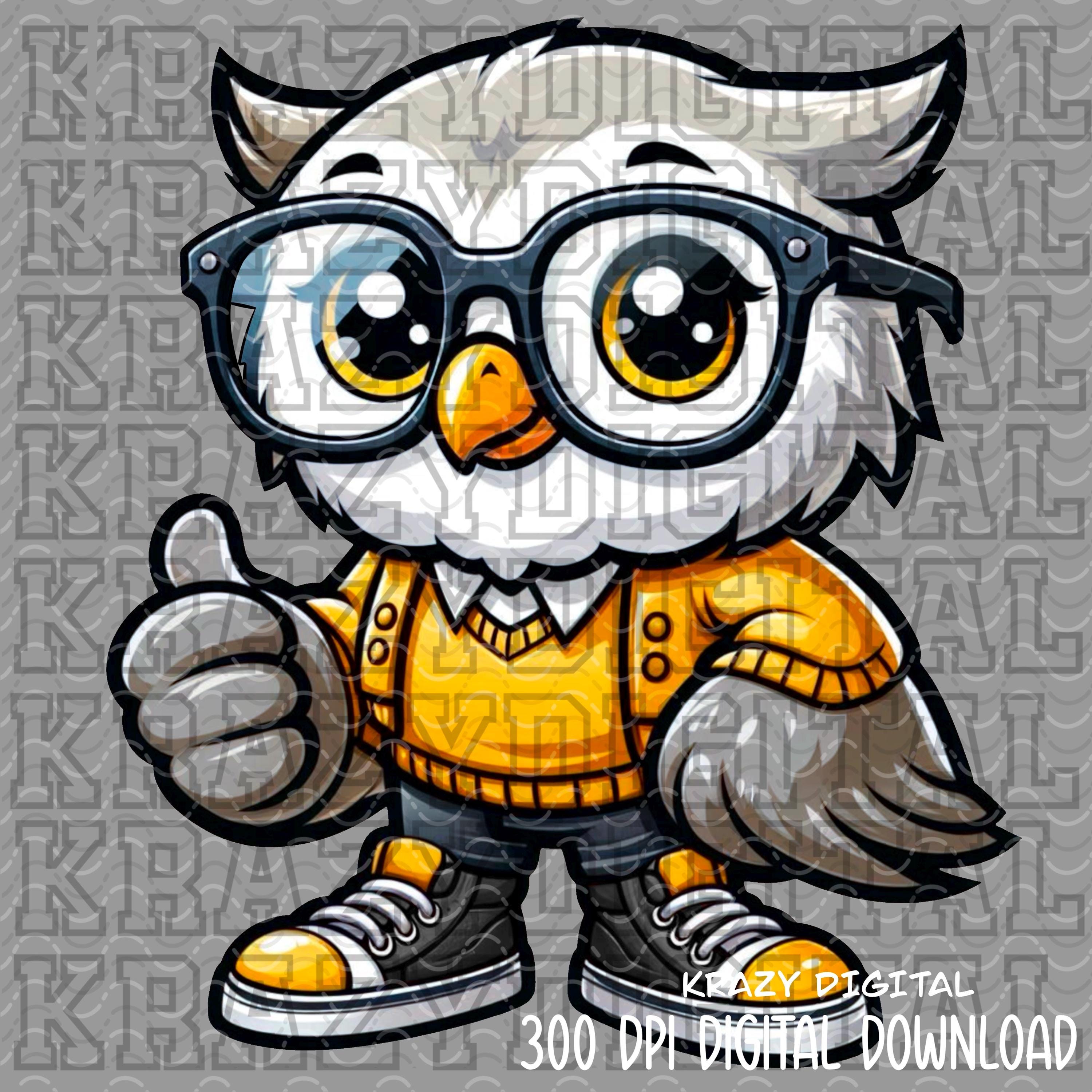 Owl Back To School, Yellow Shirt Owl Academics PNG, Student Digital, Studious Owl Design, Glasses Sm